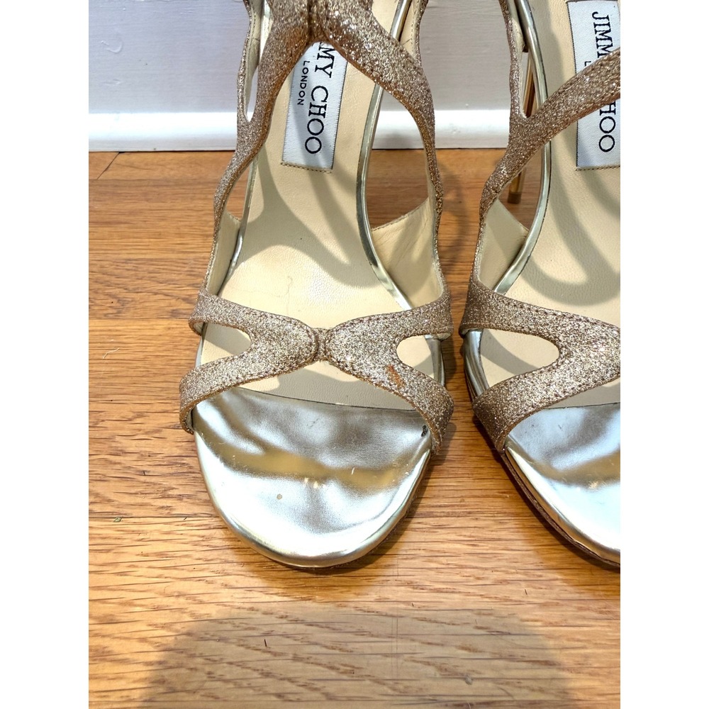 Jimmy Choo Leslie Glitter Metallic Leather Sandals – EU 37.5 - Picture 4 of 11